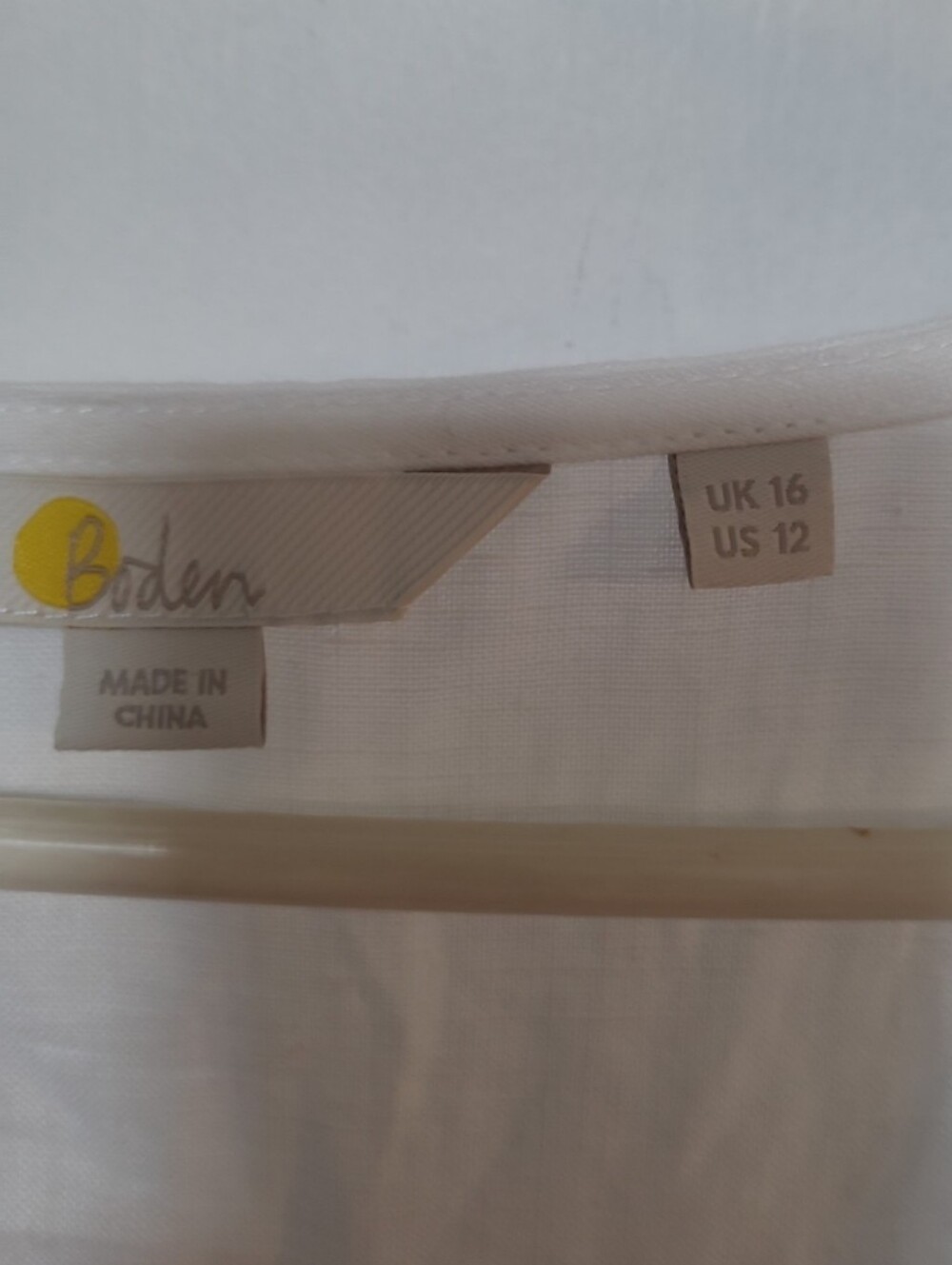 Boden Linen White Puff Sleeve Button-Front Blouse 12 LARGE - Picture 4 of 6